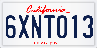 CA license plate 6XNT013