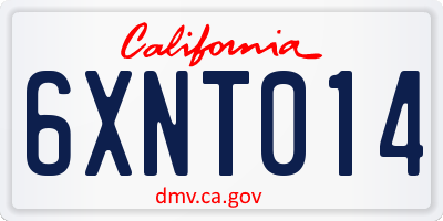 CA license plate 6XNT014