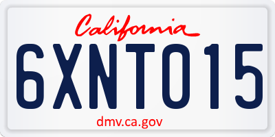 CA license plate 6XNT015