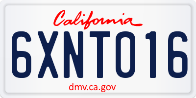 CA license plate 6XNT016