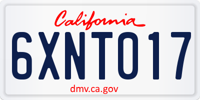 CA license plate 6XNT017