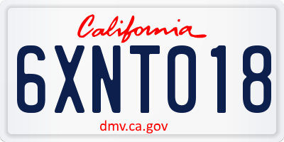 CA license plate 6XNT018