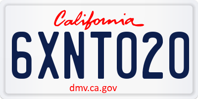 CA license plate 6XNT020