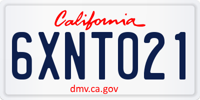 CA license plate 6XNT021