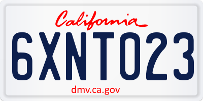 CA license plate 6XNT023