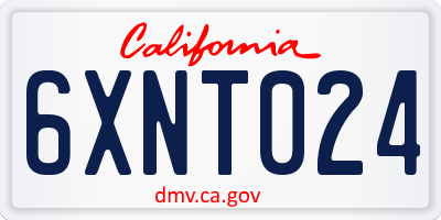 CA license plate 6XNT024