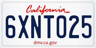 CA license plate 6XNT025