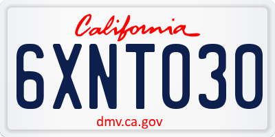CA license plate 6XNT030