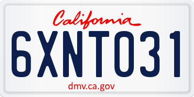CA license plate 6XNT031