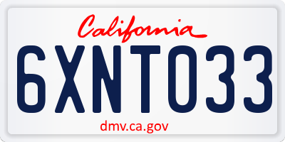 CA license plate 6XNT033