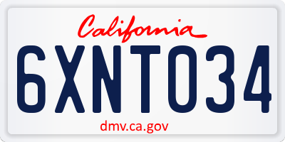 CA license plate 6XNT034