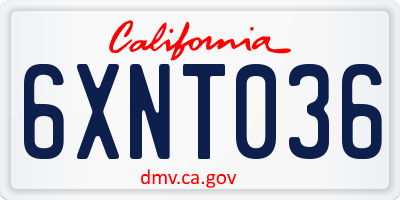 CA license plate 6XNT036