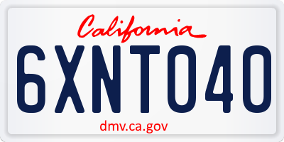 CA license plate 6XNT040