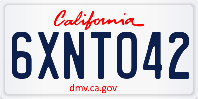 CA license plate 6XNT042