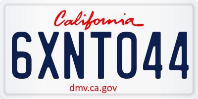 CA license plate 6XNT044