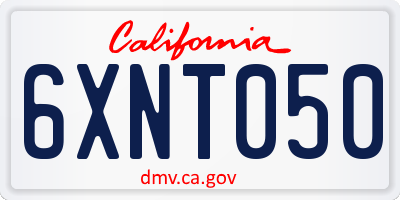 CA license plate 6XNT050