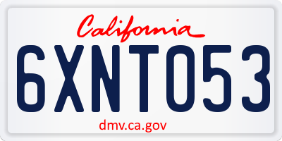 CA license plate 6XNT053