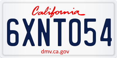 CA license plate 6XNT054