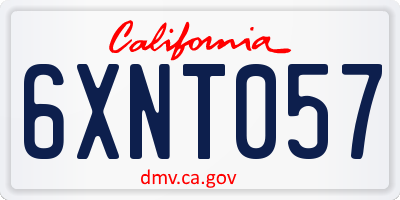 CA license plate 6XNT057