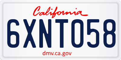 CA license plate 6XNT058