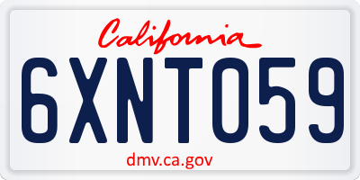 CA license plate 6XNT059