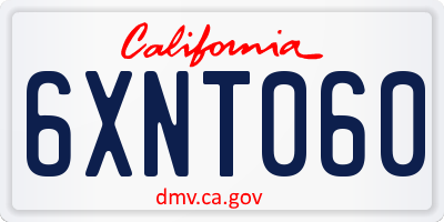 CA license plate 6XNT060