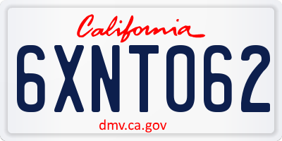 CA license plate 6XNT062