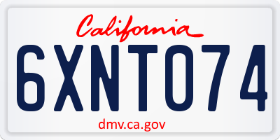CA license plate 6XNT074