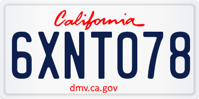 CA license plate 6XNT078