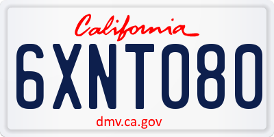 CA license plate 6XNT080