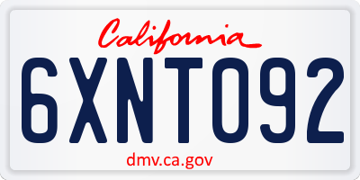 CA license plate 6XNT092