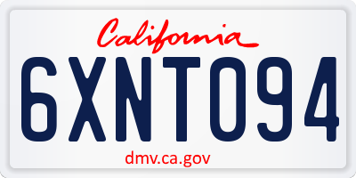 CA license plate 6XNT094