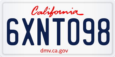 CA license plate 6XNT098