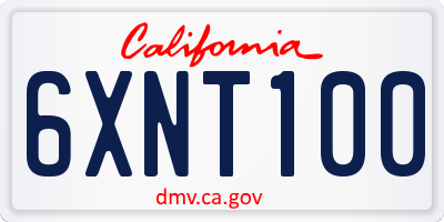CA license plate 6XNT100