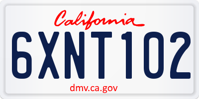 CA license plate 6XNT102