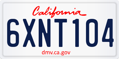 CA license plate 6XNT104