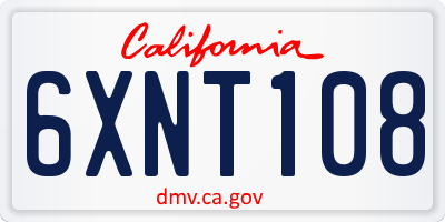 CA license plate 6XNT108