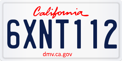 CA license plate 6XNT112