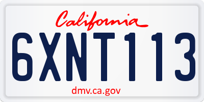 CA license plate 6XNT113