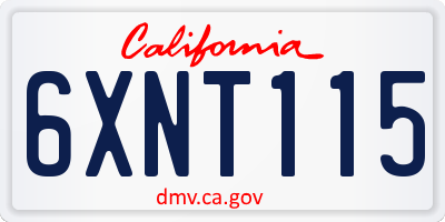 CA license plate 6XNT115