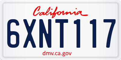 CA license plate 6XNT117