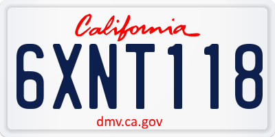 CA license plate 6XNT118