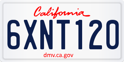 CA license plate 6XNT120