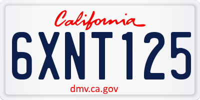 CA license plate 6XNT125