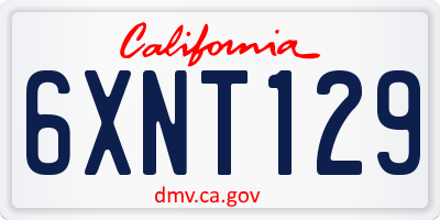CA license plate 6XNT129