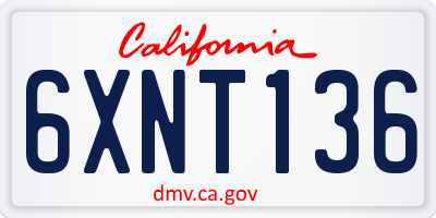 CA license plate 6XNT136