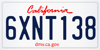 CA license plate 6XNT138