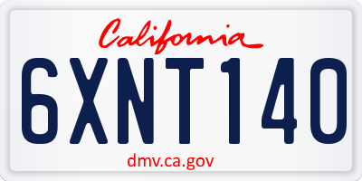 CA license plate 6XNT140