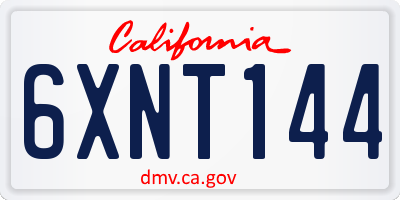 CA license plate 6XNT144