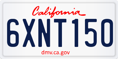 CA license plate 6XNT150